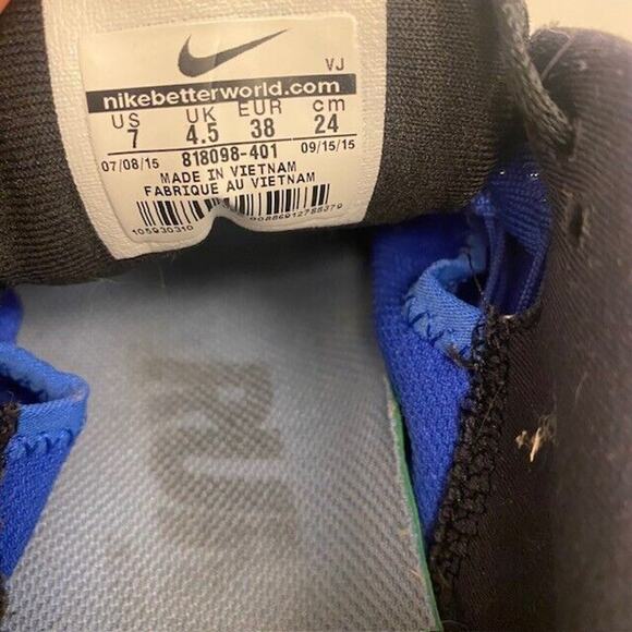 Nike Women's Size 7 Lunar Tempo 2 Athletic Sneaker Shoes Black Blue Pre-Owned - Picture 6 of 8